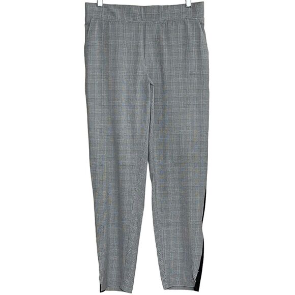 Athleta Brooklyn Plaid Ankle Pants Black White Stretch Semi Fitted Travel Size 8 - Picture 2 of 7